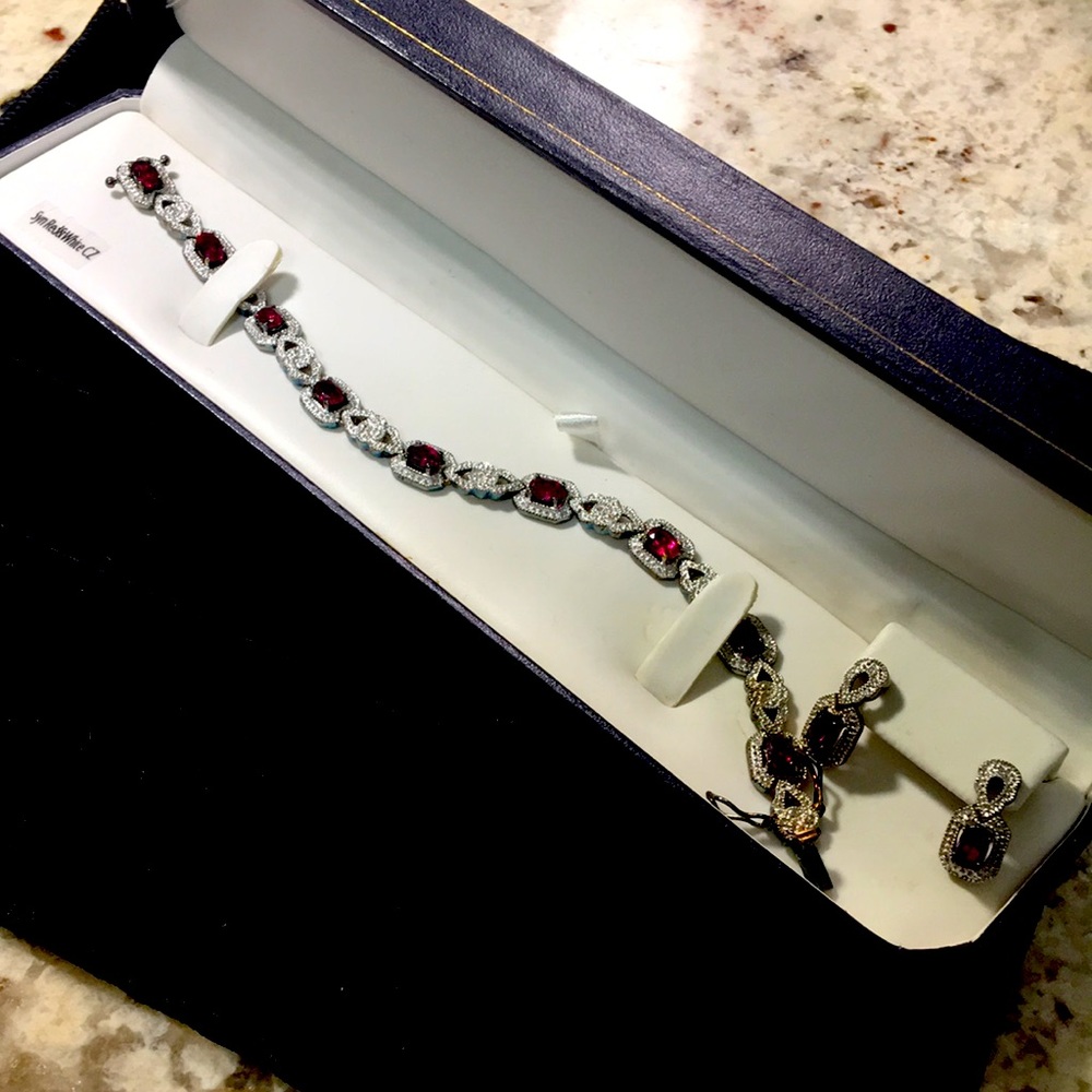 Ruby & Sterling Silver Bracelet & Earring